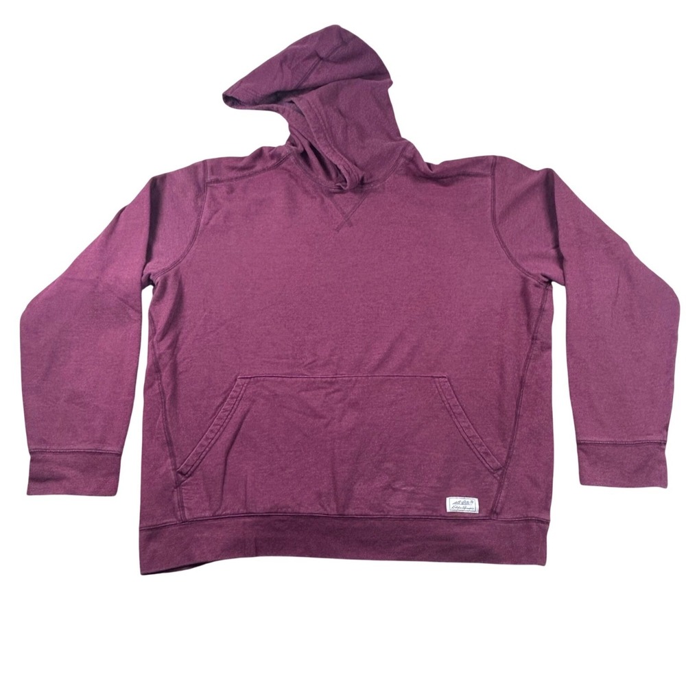 Eddie Bauer Mens XL Pullover Hoodie Burgundy Heather Kangaroo Pocket Sweatshirt